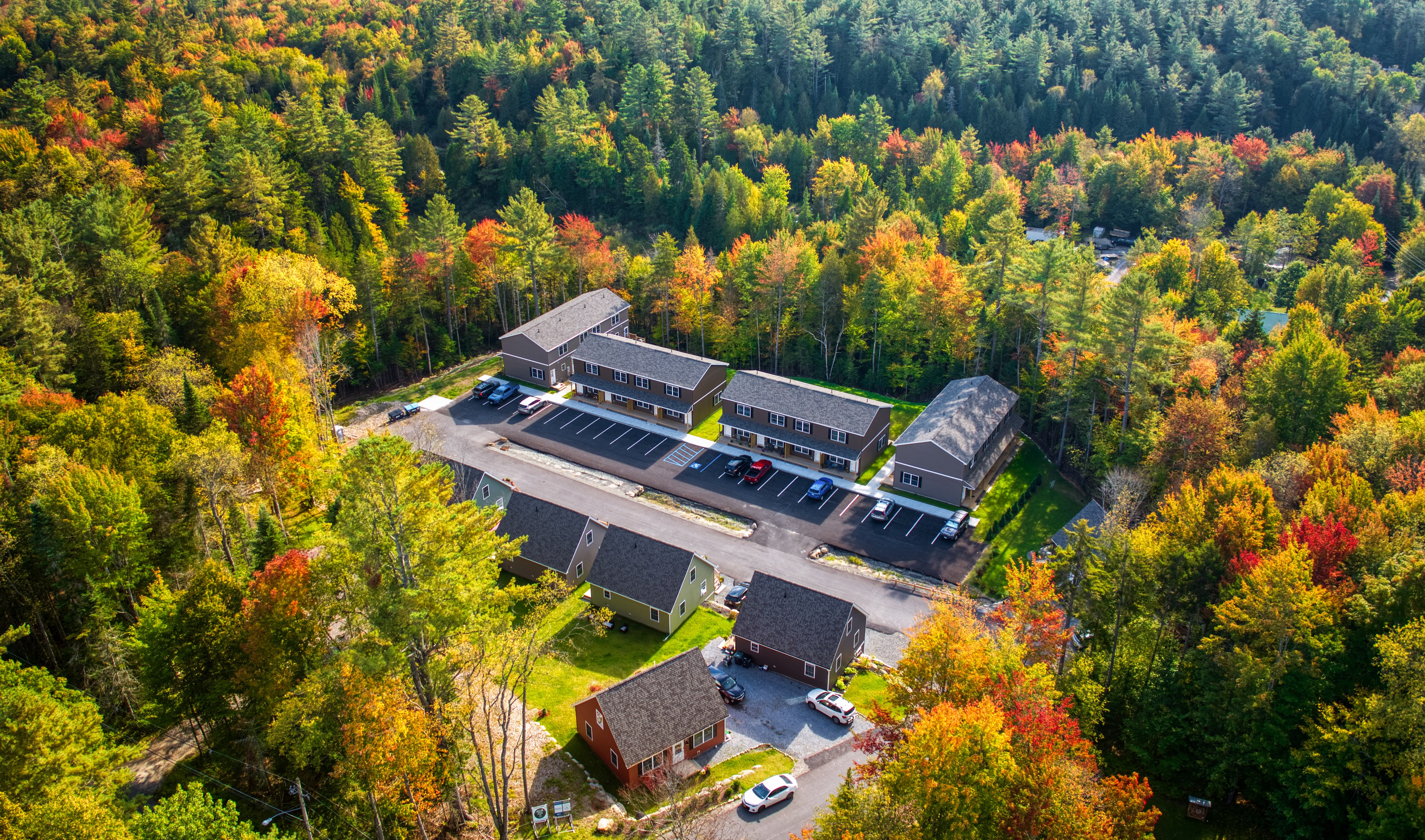 drone shot of housing development